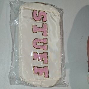 NWT Pink and Gold 'STUFF' Bag Pouch